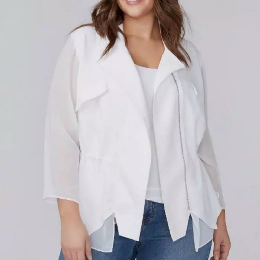 Lane Bryant ASYMMETRICAL‎ ZIP Chiffon Sleeve Jacket